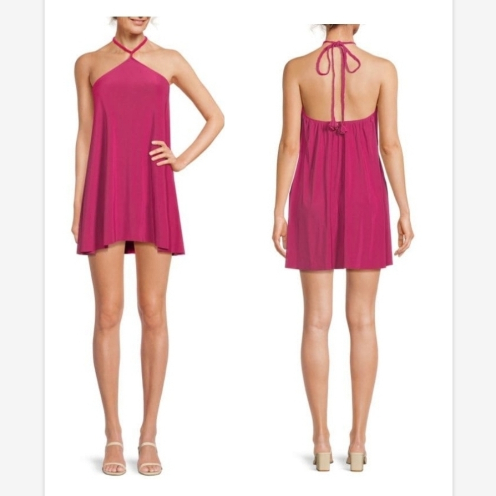 NWT Misa Hot Pink Corey Halter Mini Dress Sz S
